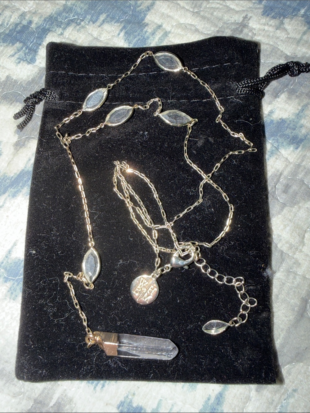 White House Black Market Gold-Tone Crystal Point Pendant Necklace - Clear